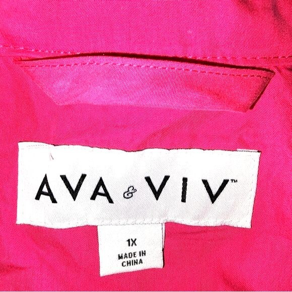 Ava & Viv NWOT Pink Sporty Drawstring Waist Anorak Jacket Plus Size 1X - Picture 6 of 8